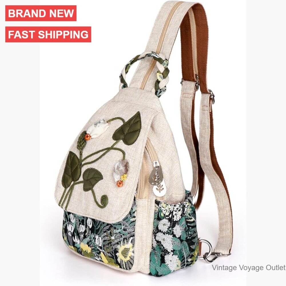 Convertible Canvas Sling Bag Mini Backpack Crossbody Day Purse Women